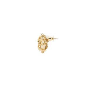 Gold Heart Tied With A Gold Chain Stud Earring