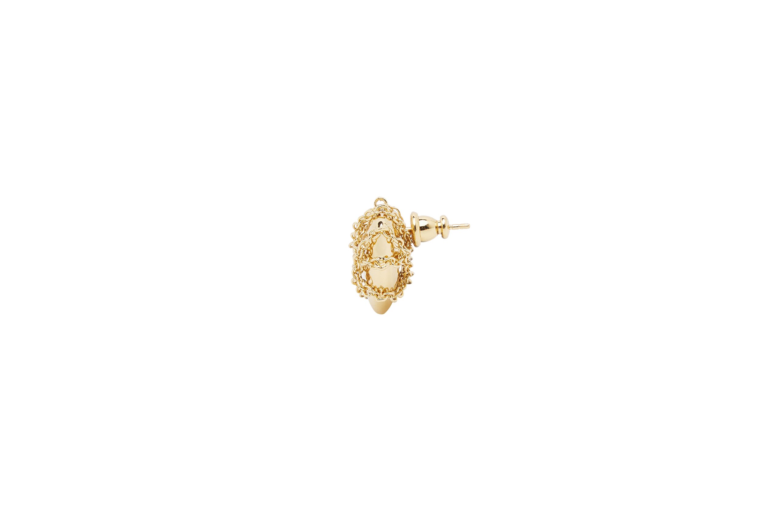 Gold Heart Tied With A Gold Chain Stud Earring