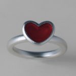 Heart Blooming Red Agate Silver Ring 02