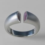 Heart Distance Pink Mother Of Pearl Silver Open Ring 01