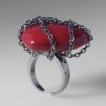 Red Heart Chain Enamel Open Ring 02