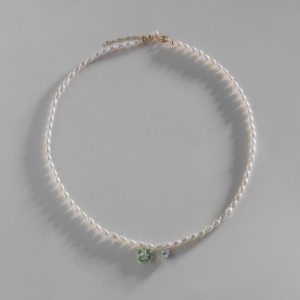 Freshwater Pearl Heart Summer Zircon Necklace 01